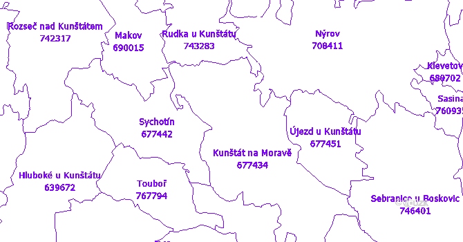 Katastrální mapa Kunštát