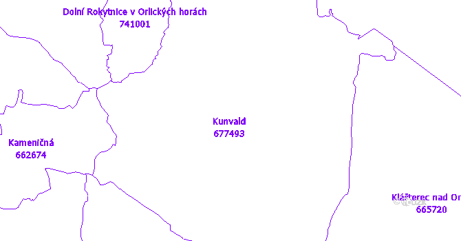 Katastrální mapa Kunvald