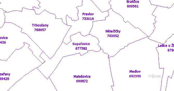 Katastrální mapa Kupařovice