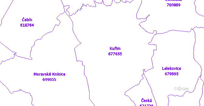 Katastrální mapa Kuřim