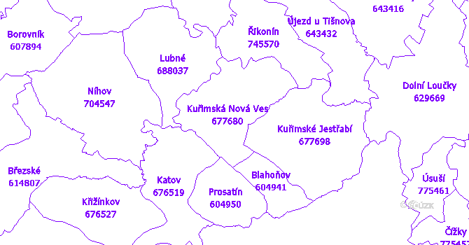 Katastrální mapa Kuřimská Nová Ves