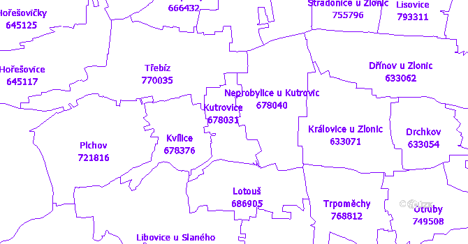 Katastrální mapa Kutrovice