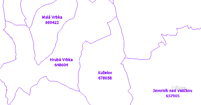Katastrální mapa Kuželov