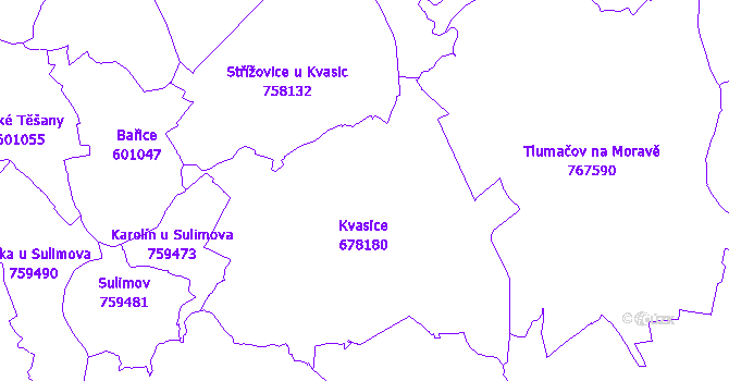 Katastrální mapa Kvasice