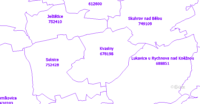 Katastrální mapa Kvasiny