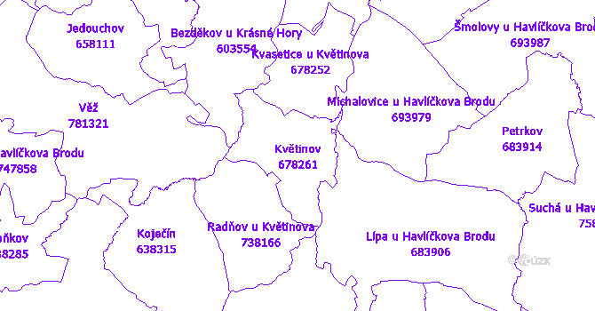 Katastrální mapa Květinov