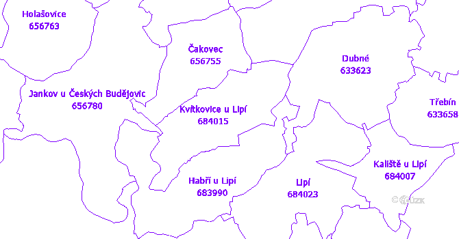 Katastrální mapa Kvítkovice