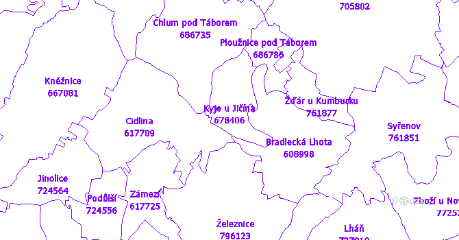 Katastrální mapa Kyje