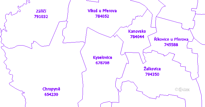 Katastrální mapa Kyselovice
