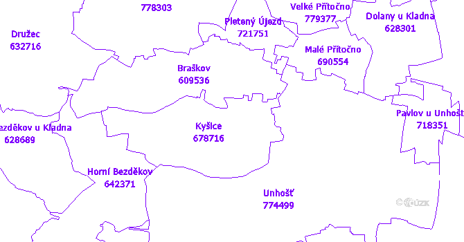 Katastrální mapa Kyšice