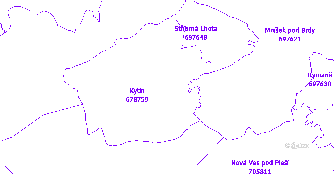 Katastrální mapa Kytín