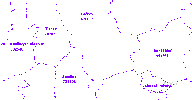Katastrální mapa Lačnov