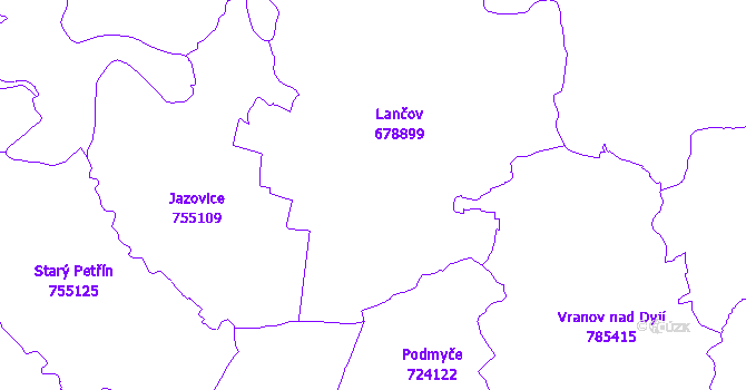 Katastrální mapa Lančov