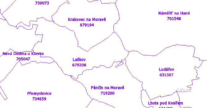 Katastrální mapa Laškov