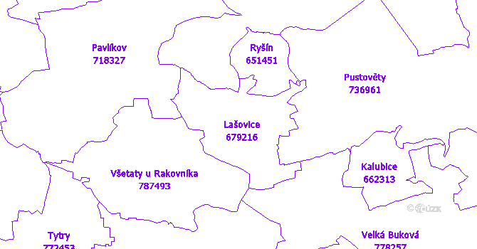 Katastrální mapa Lašovice