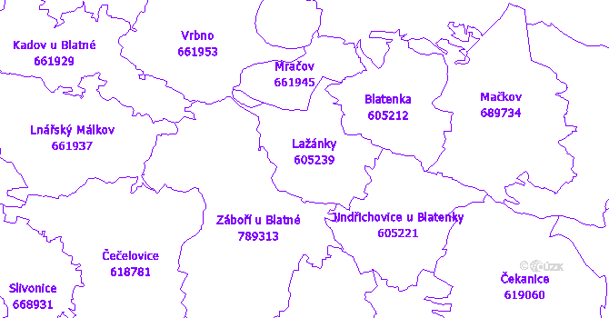 Katastrální mapa Lažánky