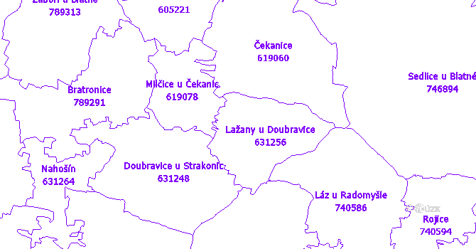 Katastrální mapa Lažany