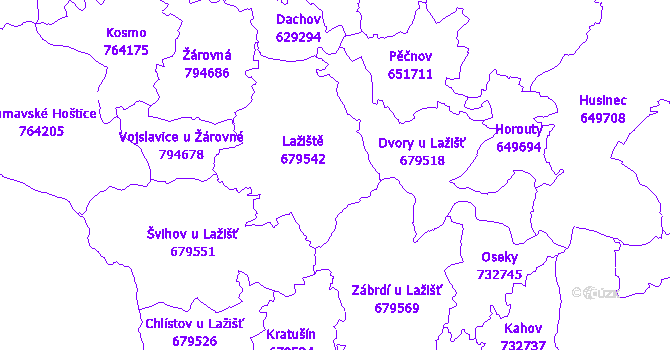 Katastrální mapa Lažiště