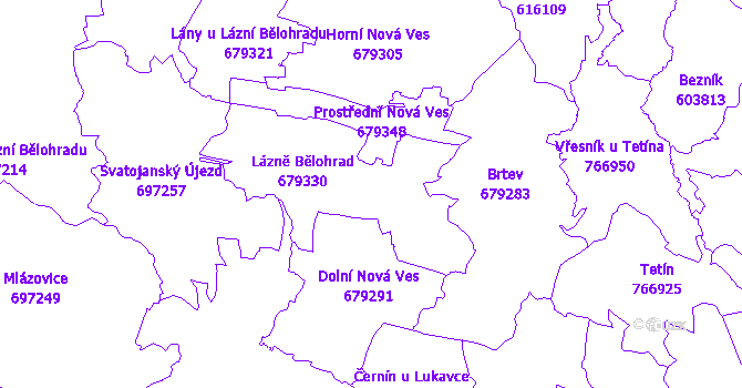 Katastrální mapa Lázně Bělohrad