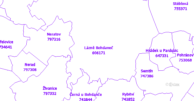 Katastrální mapa Lázně Bohdaneč