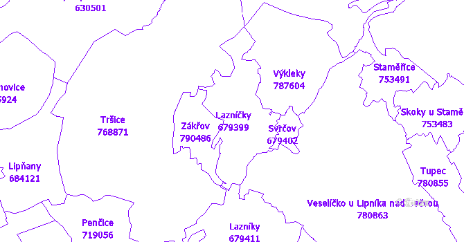 Katastrální mapa Lazníčky