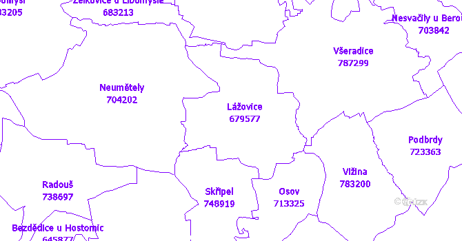 Katastrální mapa Lážovice