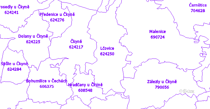 Katastrální mapa Lčovice