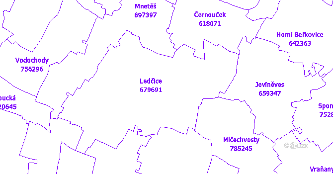 Katastrální mapa Ledčice