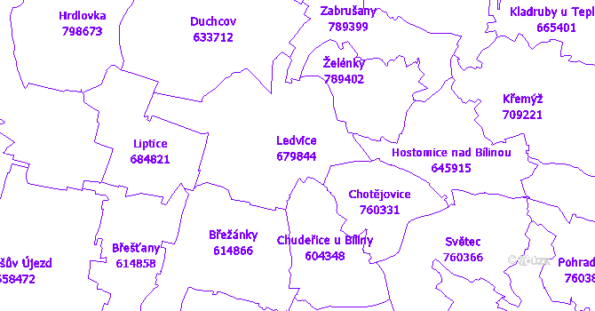 Katastrální mapa Ledvice