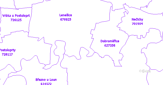 Katastrální mapa Lenešice