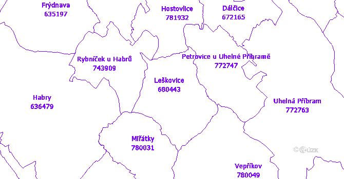 Katastrální mapa Leškovice