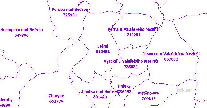 Katastrální mapa Lešná