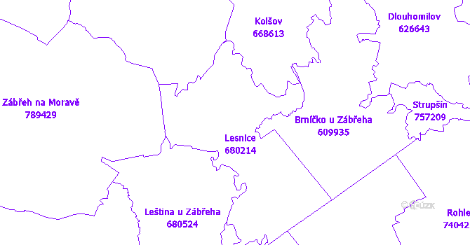 Katastrální mapa Lesnice