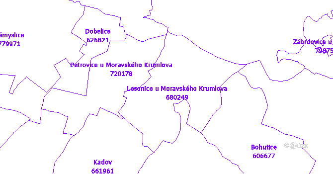 Katastrální mapa Lesonice