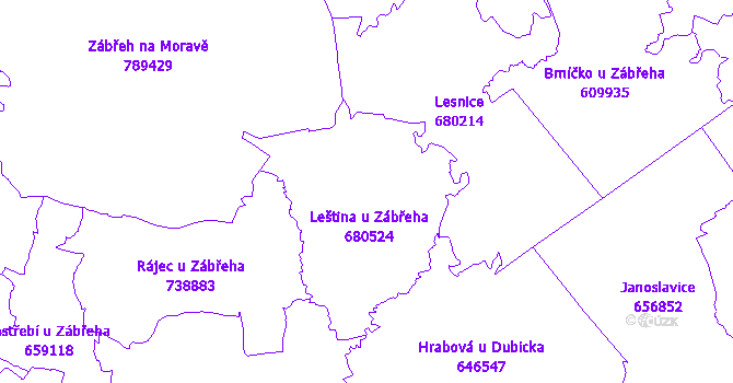 Katastrální mapa Leština