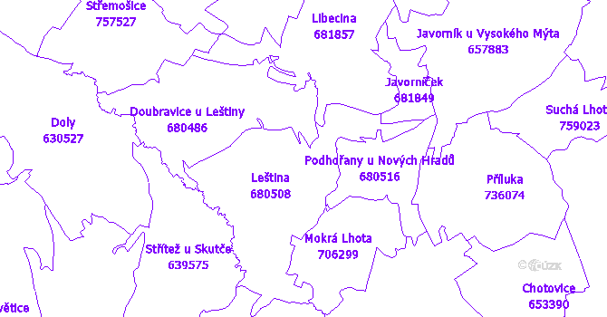 Katastrální mapa Leština