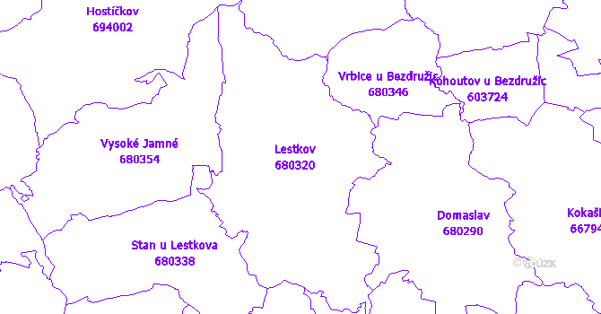 Katastrální mapa Lestkov