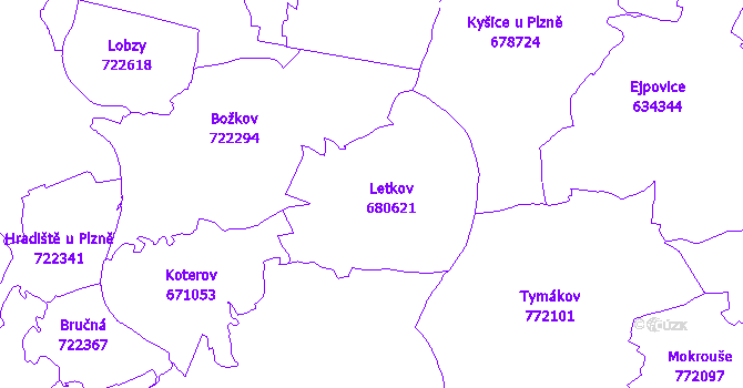 Katastrální mapa Letkov