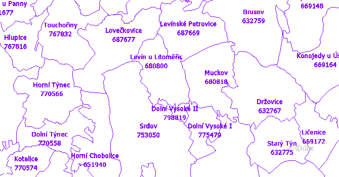 Katastrální mapa Levín