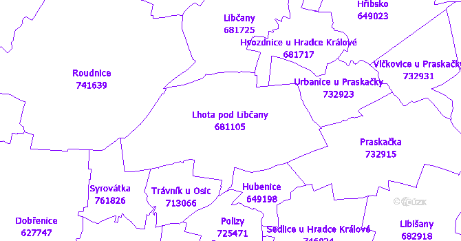 Katastrální mapa Lhota pod Libčany