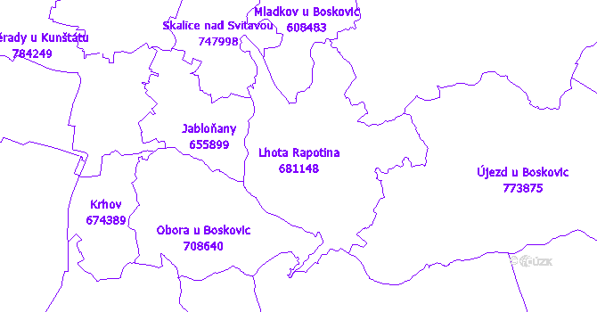 Katastrální mapa Lhota Rapotina