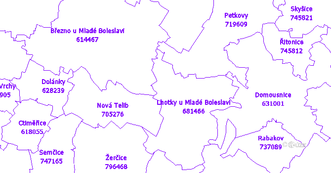 Katastrální mapa Lhotky