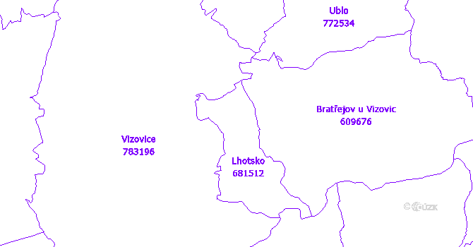 Katastrální mapa Lhotsko