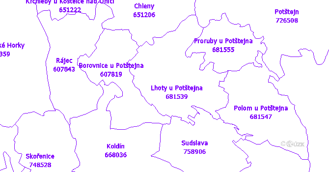Katastrální mapa Lhoty u Potštejna