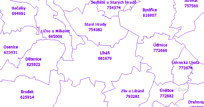 Katastrální mapa Libáň