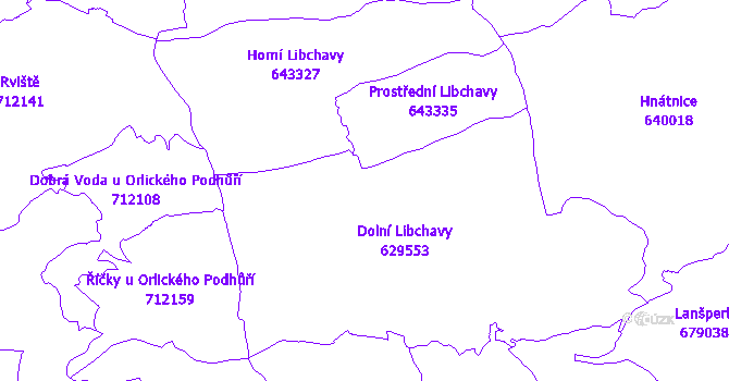 Katastrální mapa Libchavy