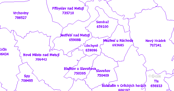 Katastrální mapa Libchyně