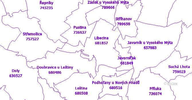 Katastrální mapa Libecina
