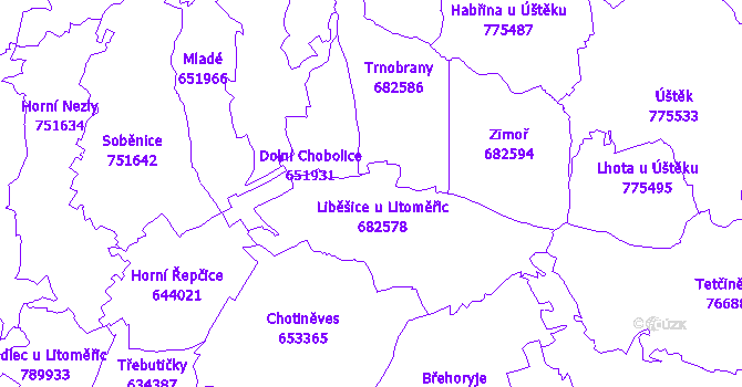 Katastrální mapa Liběšice