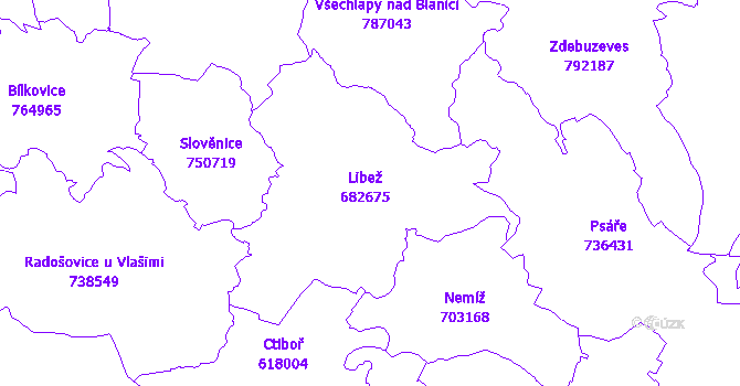 Katastrální mapa Libež